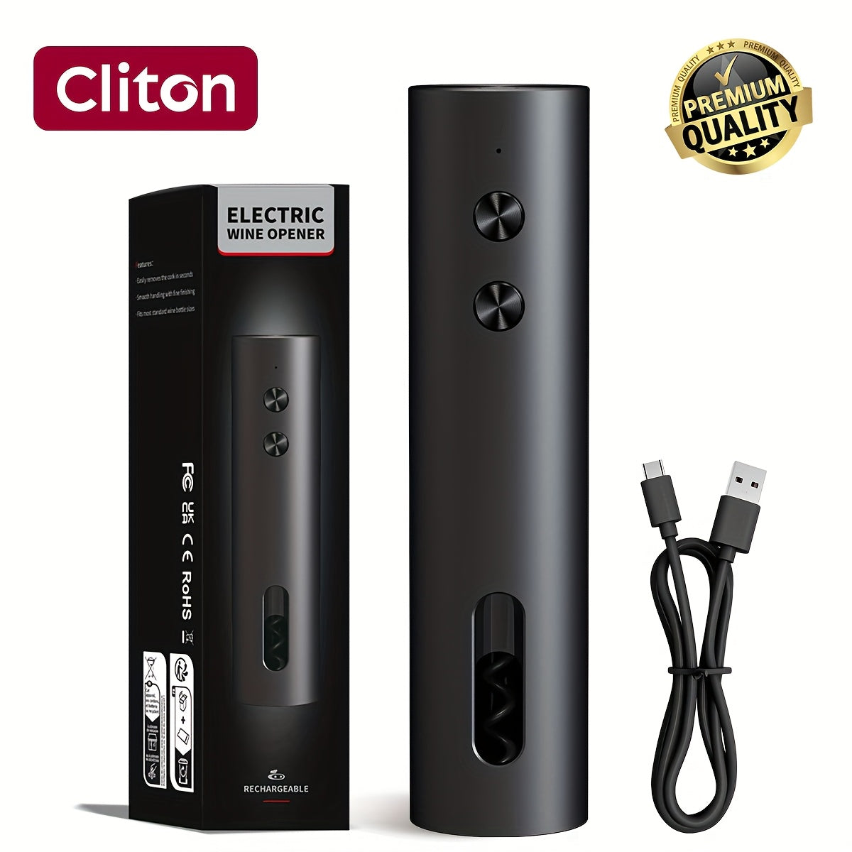 Tire-Bouchon Électrique Rechargeable : Avec coupe-capsule, verseur, bouchon sous vide et base de rangement, charge Type-C, parfait maison, fêtes et cadeaux.