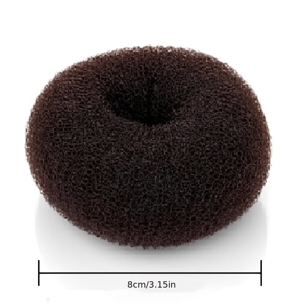 Lot de 3 accessoires donut pour chignons, avec épingles, idéal pour créer facilement des coiffures volumineuses et structurées.