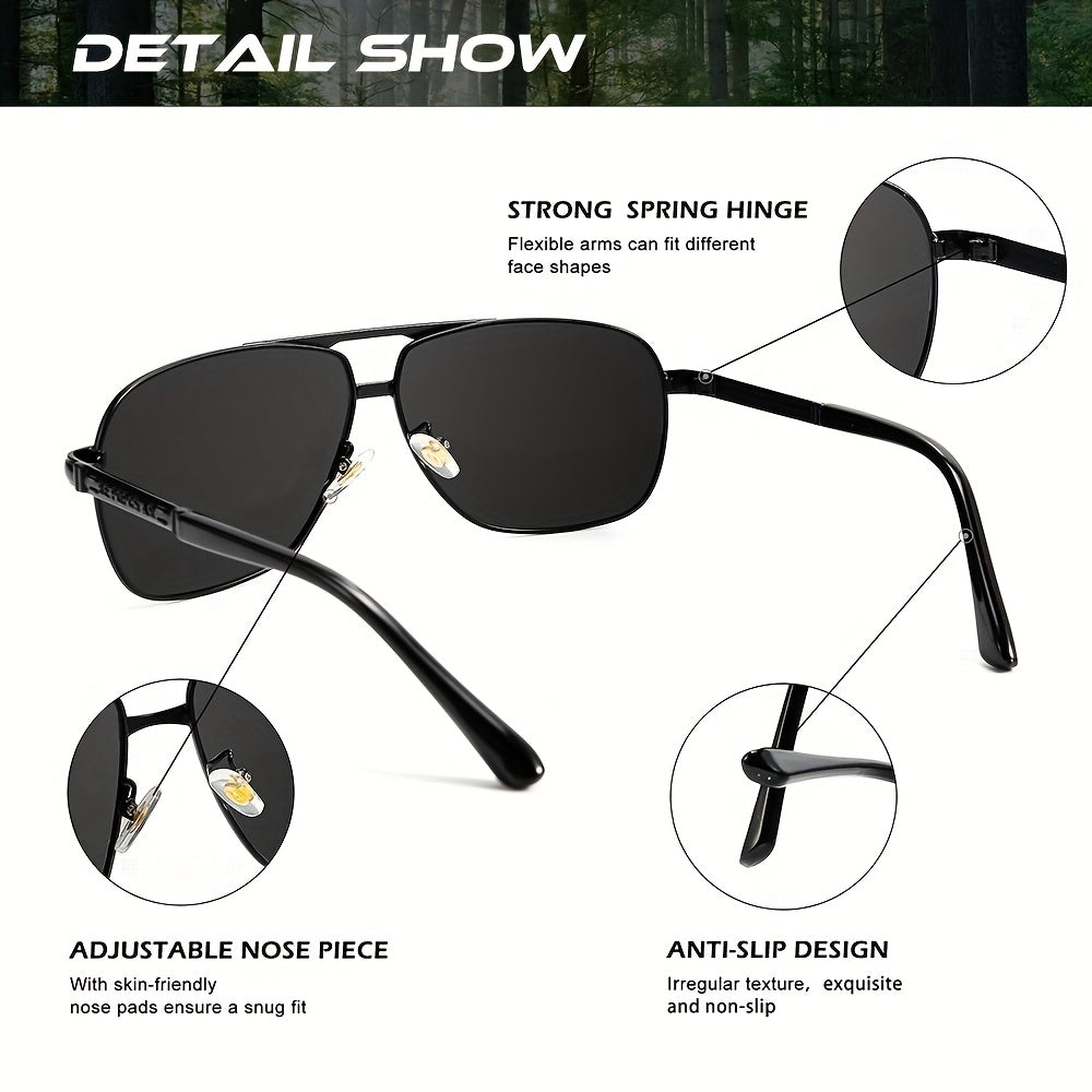 Lunettes de soleil polarisées KALIYADI pour hommes, style classique, avec étui et chiffon, cadeau idéal pour voyages et occasions spéciales.