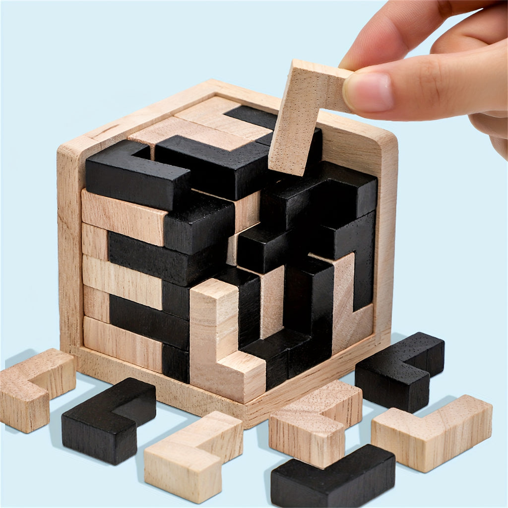 Lot de 54 pièces 3D Brain Teaser, jeu de cubes en bois. Cadeau parfait pour l'entraînement cérébral, Noël, anniversaires et décorations d'Halloween.