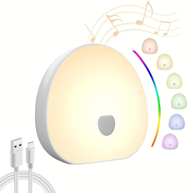 Veilleuse LED à bruit blanc, couleurs multiples, intensité réglable, sons apaisants, minuterie, portable avec batterie rechargeable 1200 mAh.