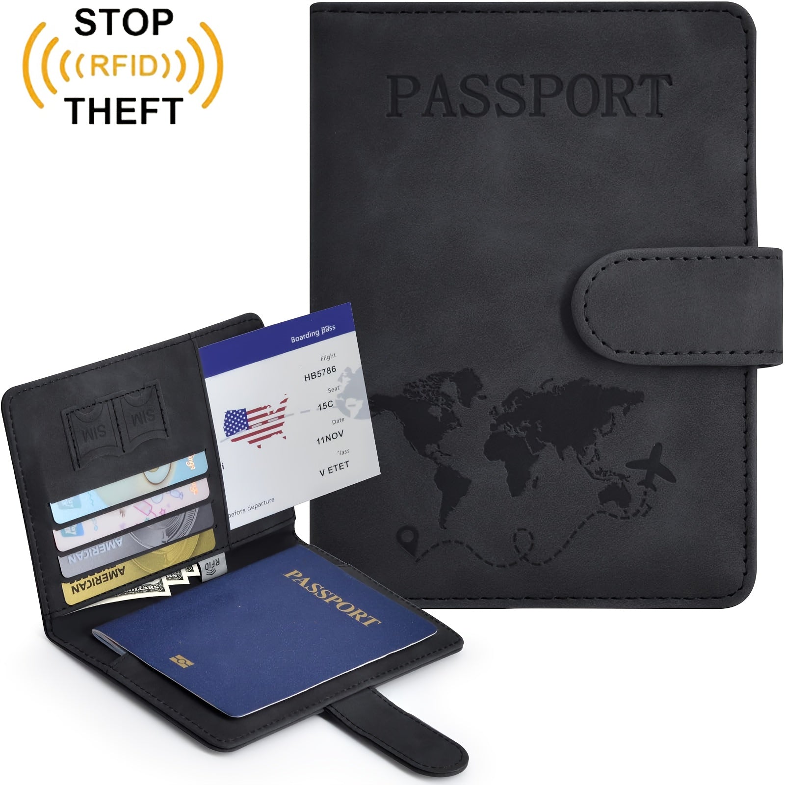 Porte-passeport élégant et pratique Protège vos documents de voyage, compact et facile à transporter, parfait pour déplacements et voyages internationaux.