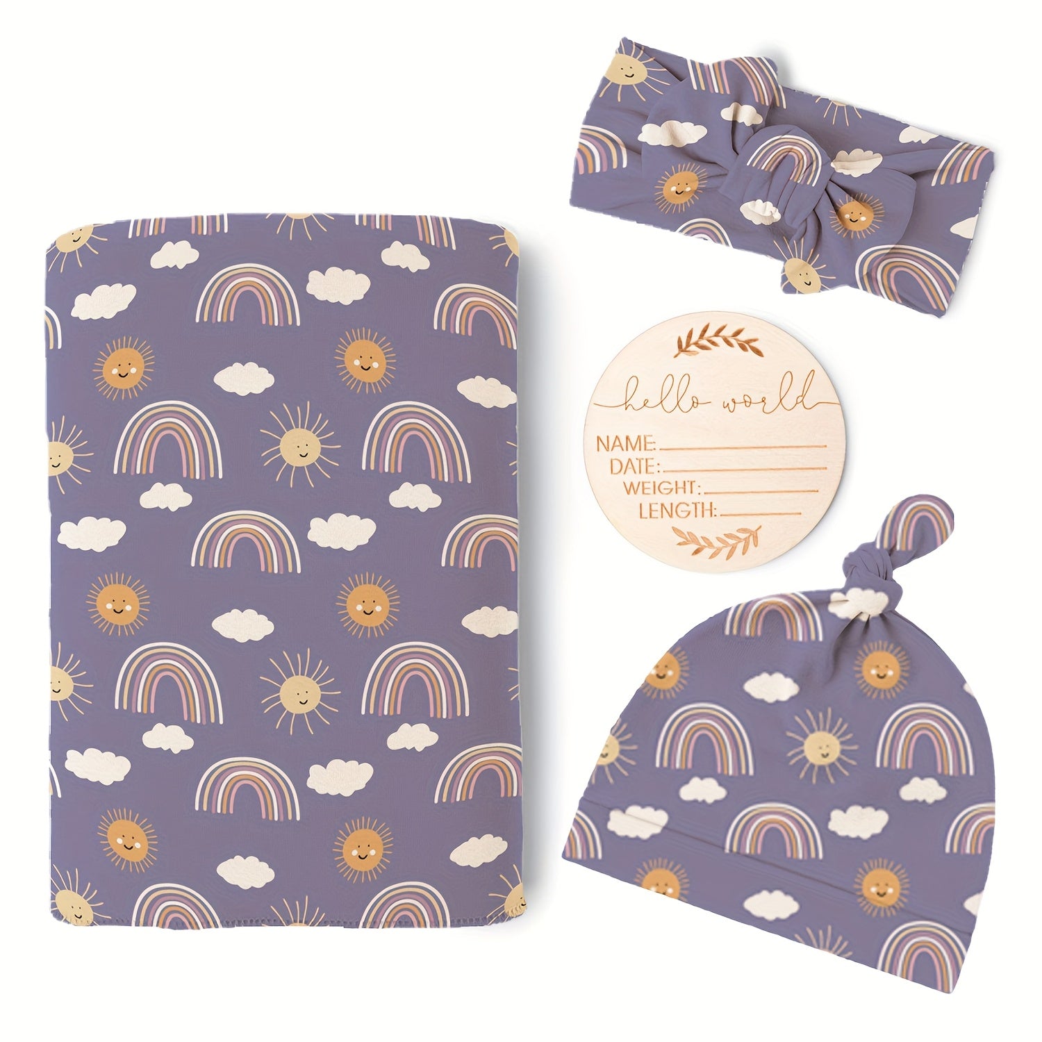 CINCOBEBÉ Newborn Swaddle Blanket &amp; Hat Set - Soft Polyester Baby Wrap with Floral Pattern, Machine Washable, Includes Headband &amp; Monthly Card, Perfect Gift for Boys and Girls, Newborn Essentials|Floral Pattern Blanket|Polye