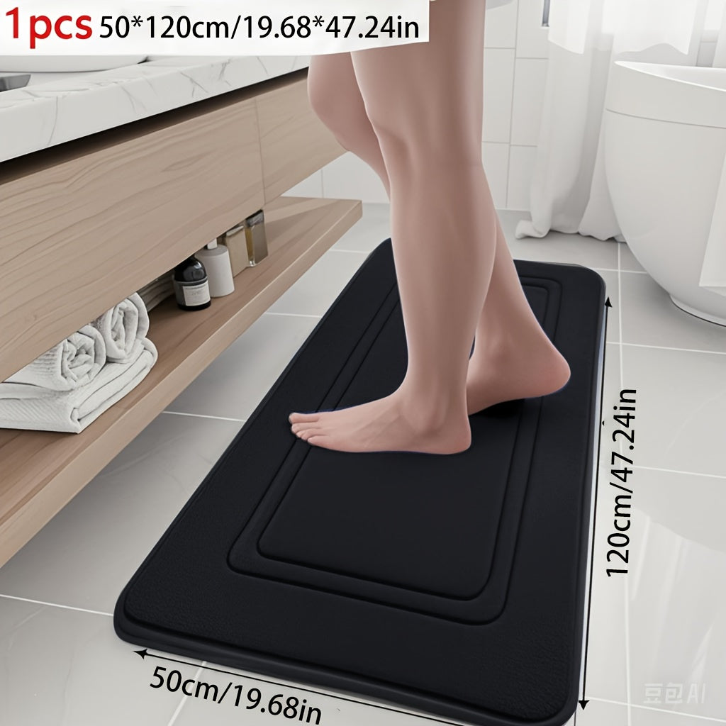 1pc Quick-Dry Bath Mat - Non-Slip Bathroom Mat with Geometric Pattern, Machine Washable Bath Mat, Soft Cushioned Floor Mat for Shower, Kitchen, Laundry, Bedroom - Beige/Neutral Colors, Durable Polyester Bathroom Decor, Bath M