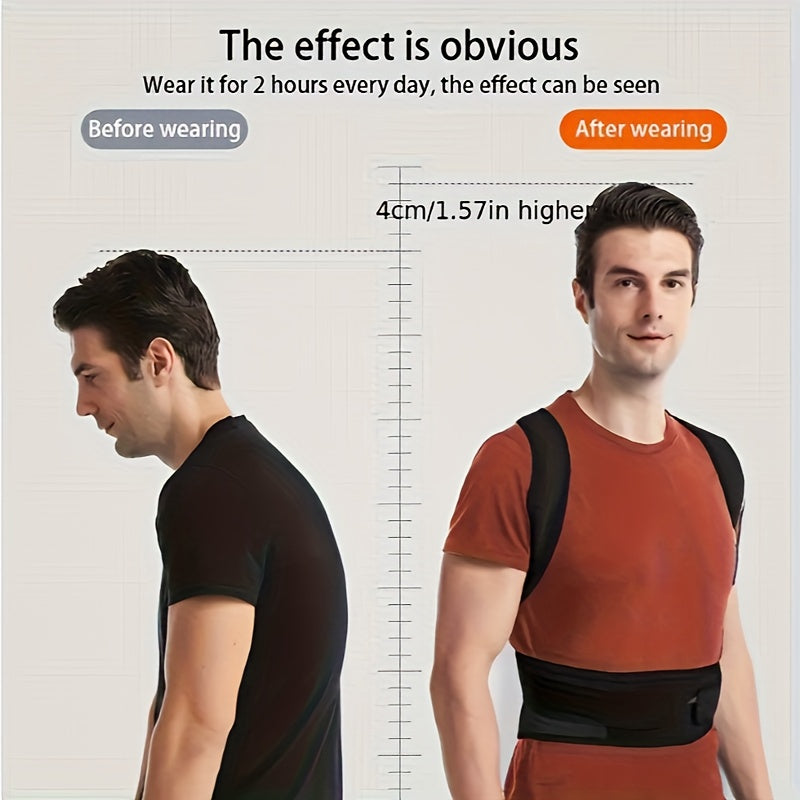 1pc posture corrector - with adjustable straps, sturdy back panel for posture improvement, lower back - perfect for adults, gyms, offices, travel - easy to use and comfortable fit