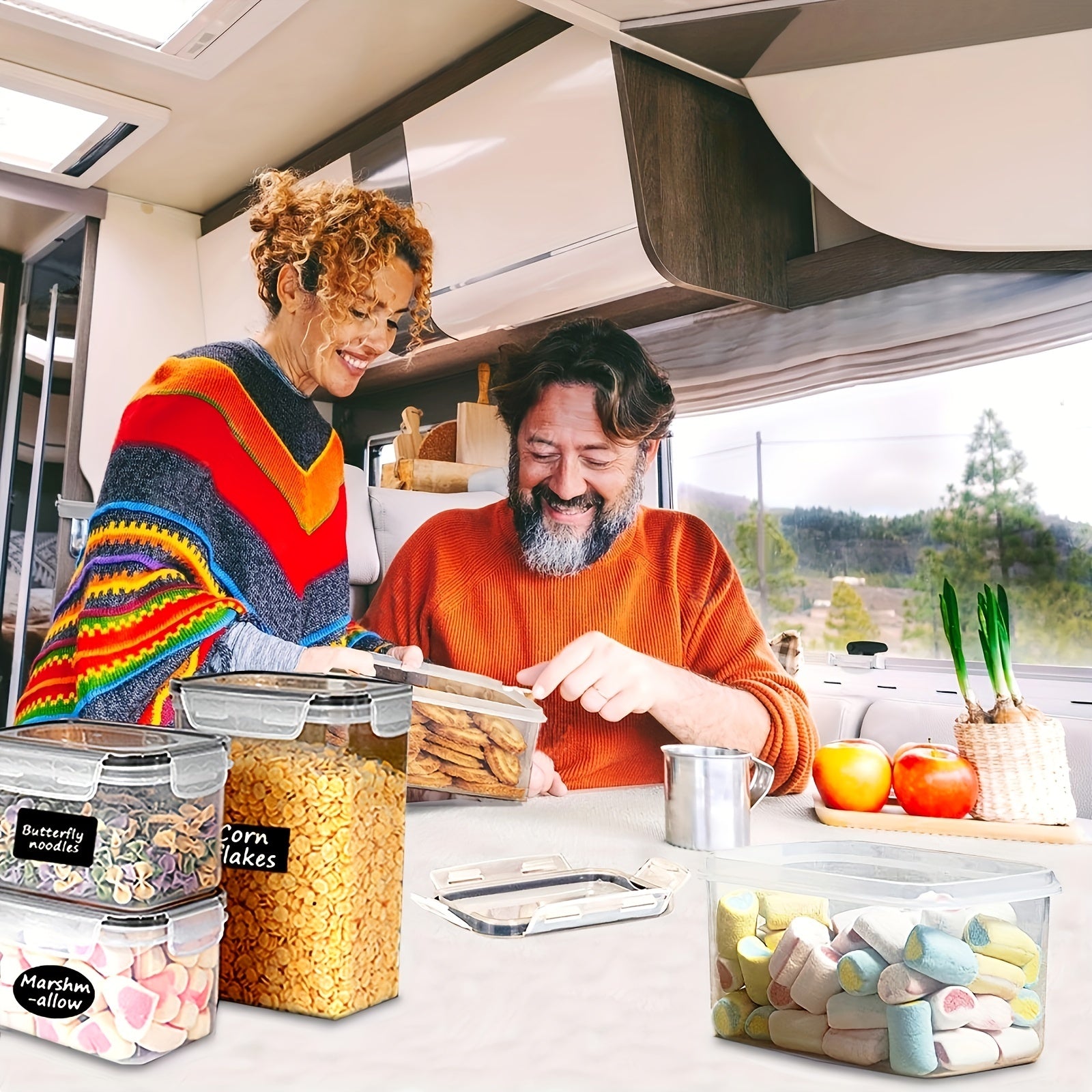 2/6pcs Cereal Storage Container Set 1.6L / 54oz, for Cereal,Flour,Sugar,Baking Supplies, Plastic Airtight Food Storage Containers,with Labels