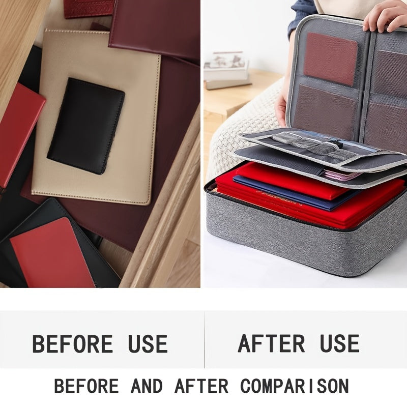 1pc Large Capacity Locking Document Bag, 3-Layer Document Storage Box with Zipper, Document Storage Security Bag, Portable Travel Household Paper, Documents, Certificates, Suitable for Home School Office