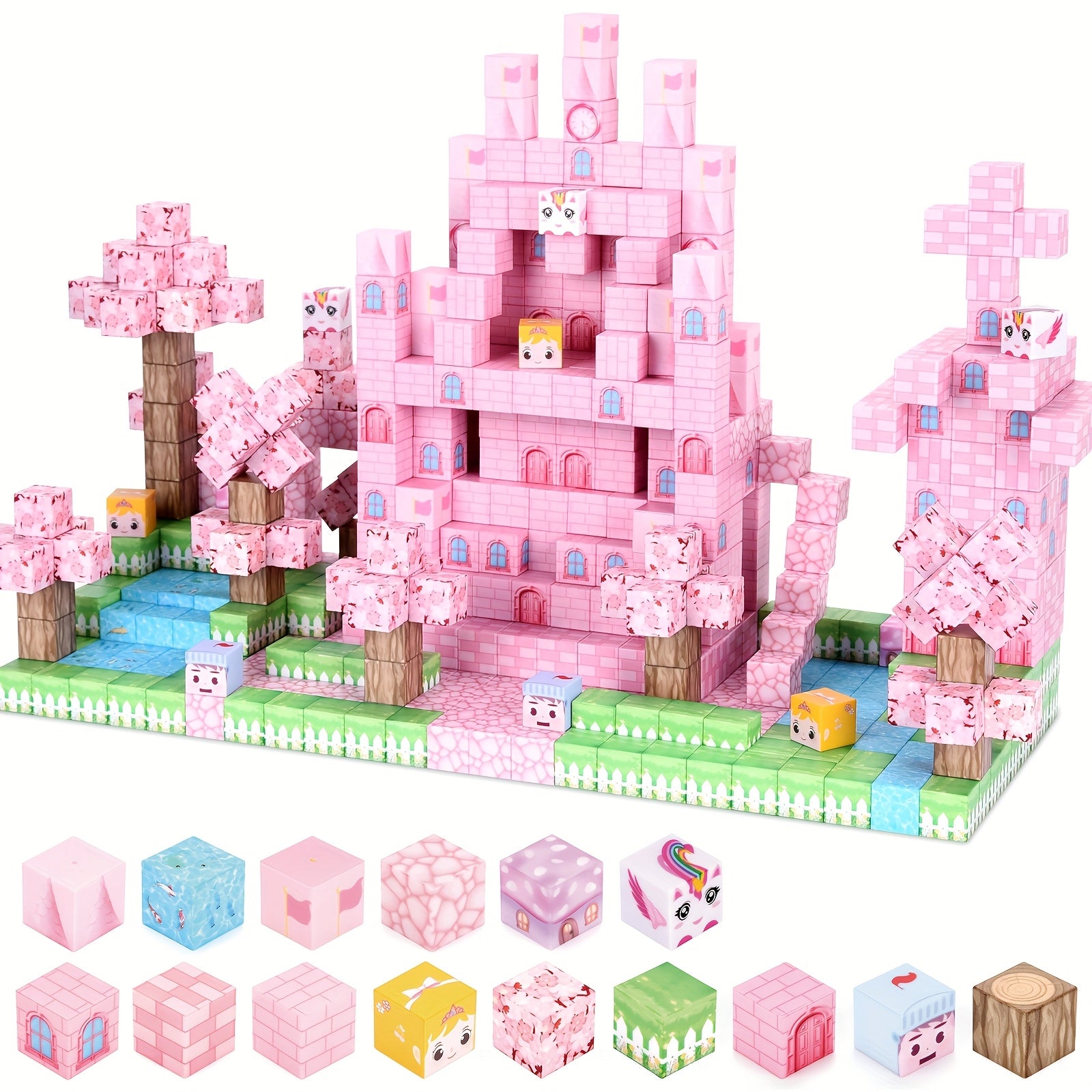 Blocs magnétiques pour enfants, 64-160 pcs, jouet éducatif STEM, construction DIY, idéal pour anniversaire, Pâques ou Noël.