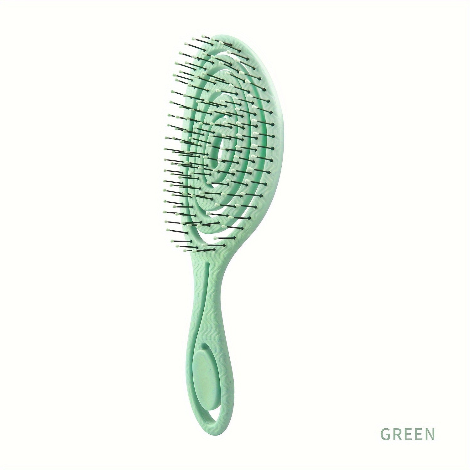Peigne coiffure oval ajouré, démêlage facile pour cheveux secs ou mouillés, design ergonomique et pratique.