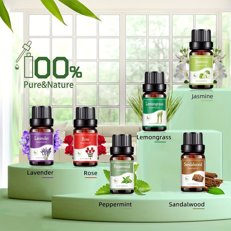 Huile essentielle 10 ml multi-arômes Lavande, citron, océan, rose, parfum durable, idéale pour diffuseur, humidificateur, voiture, bougies, maison ou hôtel.