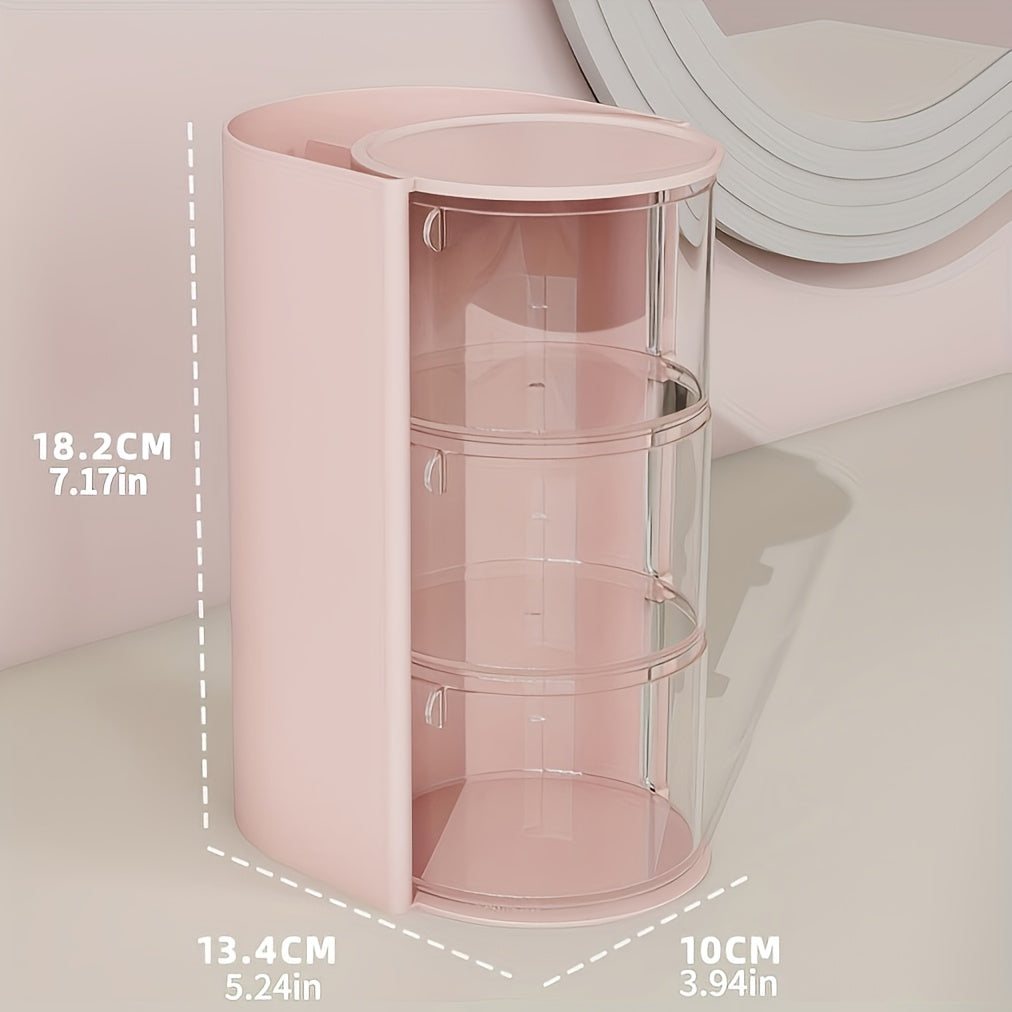 Organisateur rotatif multi‑couches transparent, boîte en plastique anti‑poussière avec compartiments, pour maquillage et accessoires, cadeau idéal.