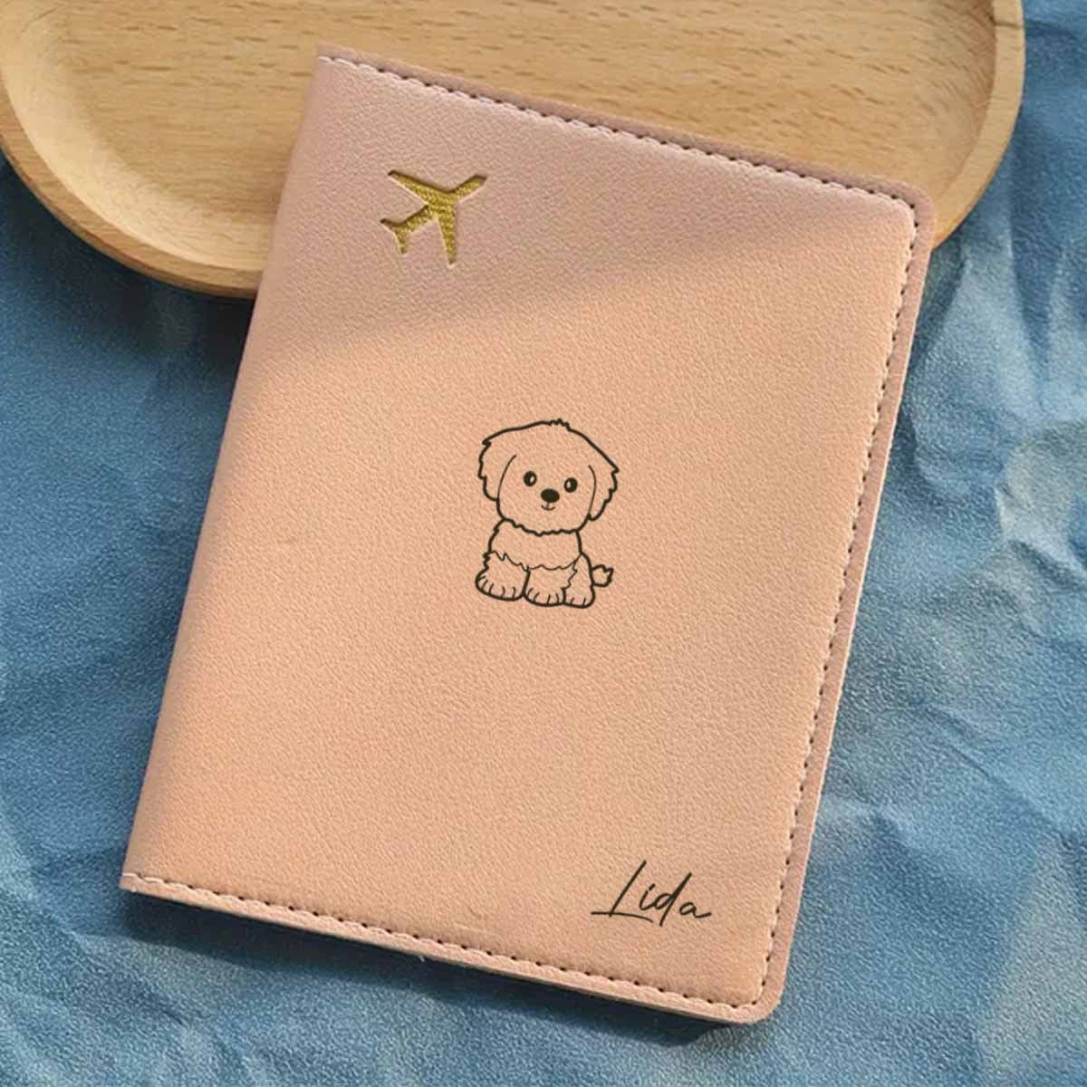 1pc of Personalized Passport Book Featuring a Stylish Dog Design, Along with a Minimalist Airplane Passport Tag, Perfect for Travel. This Fashionable Passport Holder Is Ideal for Business Trips And Organizing Travel Documents