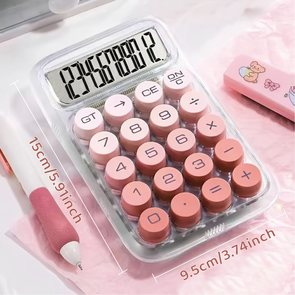 Calculatrice transparente Dopamine avec grand écran 12 chiffres, touches ergonomiques, design compact et durable, idéale pour bureau ou besoins spécifiques.