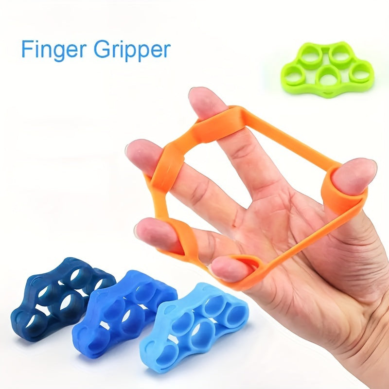 Trois amplificateurs de grip en silicone pour exercices doigts et poignets, entraînement de dextérité et renforcement portable des mains et doigts.