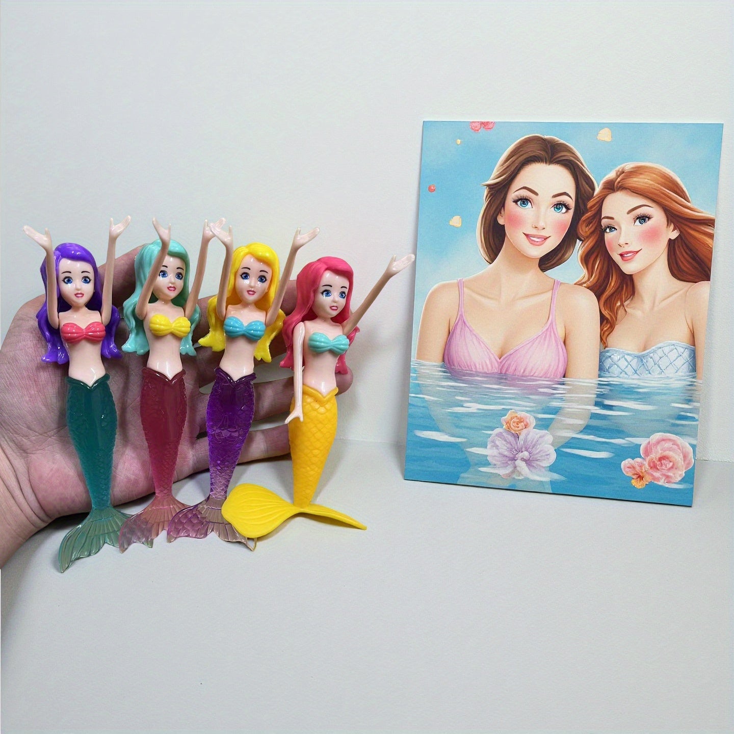 Set de 4 sirènes plongeuses pour piscine ou baignoire, jouet aquatique estival, idéal garçons et filles, parfait cadeau anniversaire.