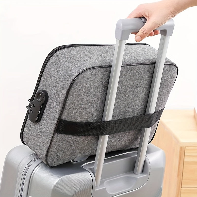 Sacoche à trois couches avec serrure, parfaite pour ordinateur portable, documents et essentiels de voyage, organisée et sécurisée grâce à ses fermetures éclair.