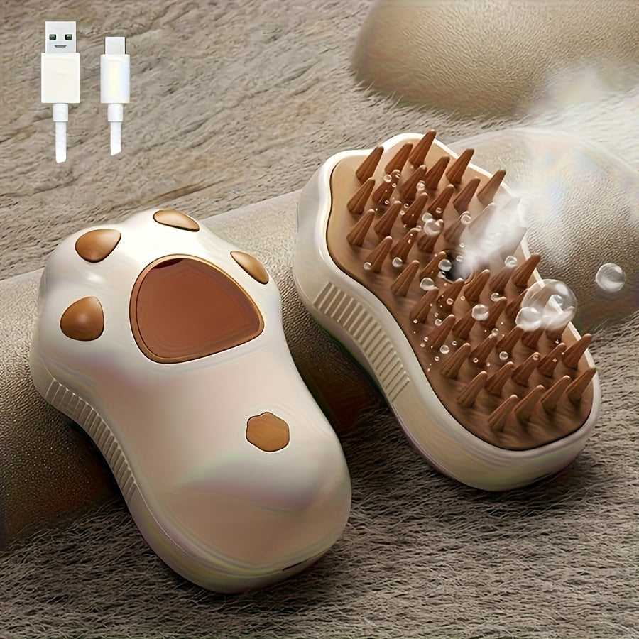 Brosse électrique 4-en-1 pour animaux. Outil de toilettage, élimine poils morts, démêle et hydrate, adapté aux poils courts et longs.