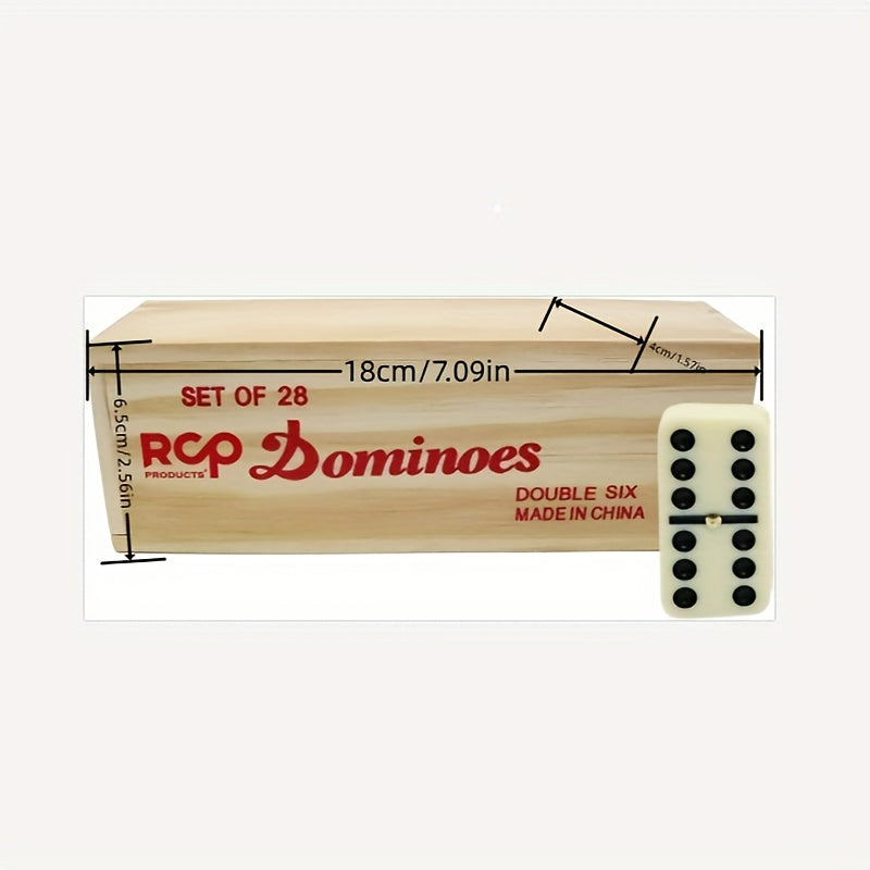 Jeu de dominos adulte, classique double 6, 28 pièces, coffret en bois, pour 2‑4 joueurs, cadeau idéal Noël ou Halloween.