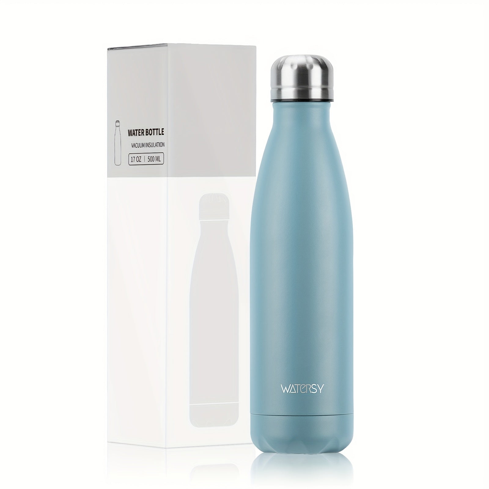 Bouteille WATERSY 500 ml en acier inoxydable, thermique, étanche, sans BPA, conserve boissons chaudes 12 h et froides 24 h.