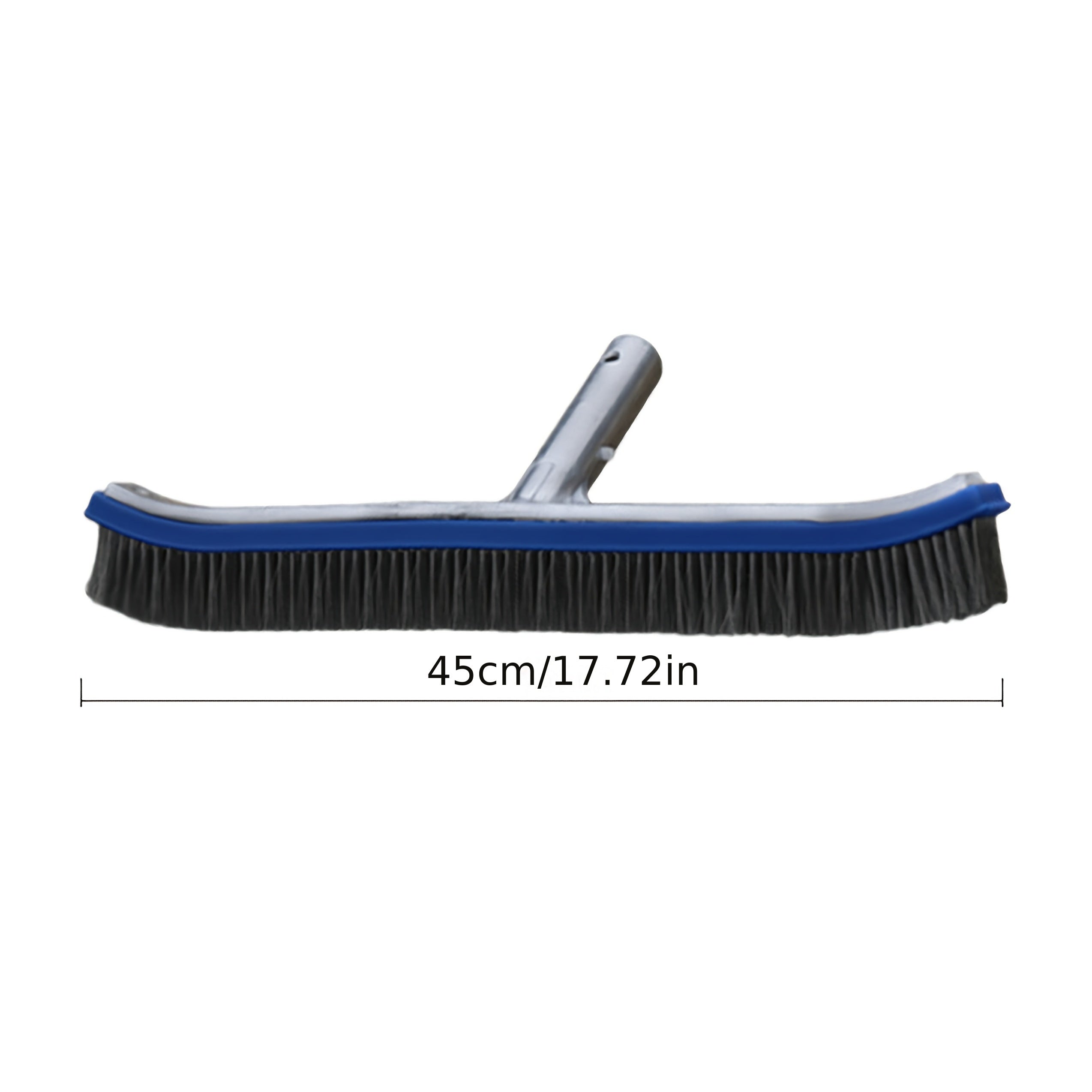 Brosse de 45 cm en aluminium et acier inoxydable, outil polyvalent pour piscine et aquarium, efficace contre algues, tête en fil métallique durable.