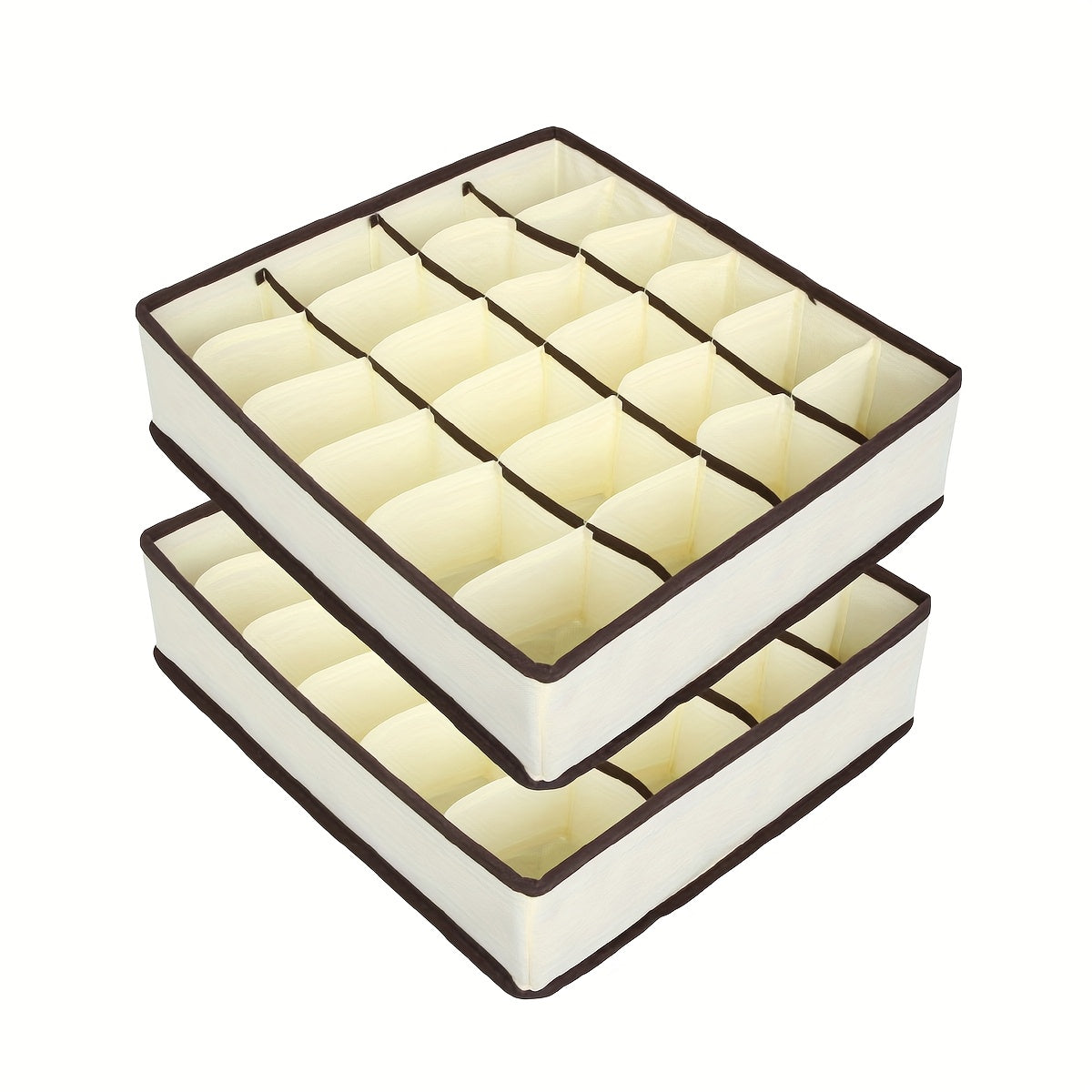 2pcs Gray Fabric Storage Boxes with 24 Compartments - Foldable & Stackable Organizer for Socks, Ties, and Underwear - Space-Saving Drawer Divider for Home Organization, Closet Organizers And Storage