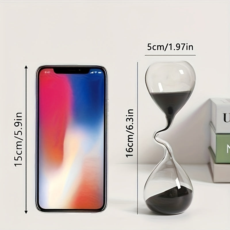 ساعة رملية سوداء بتصميم منحني، إكسسوار ديكور منزلي عصري، ديكور طاولة بسيط، ساعة رملية جمالية، ديكور مكتب عصري قابل للتجميع - مناسب لغرفة المعيشة، غرفة النوم، الدراسة، المكتب - ديكور داخلي وخارجي، بدون كهرباء