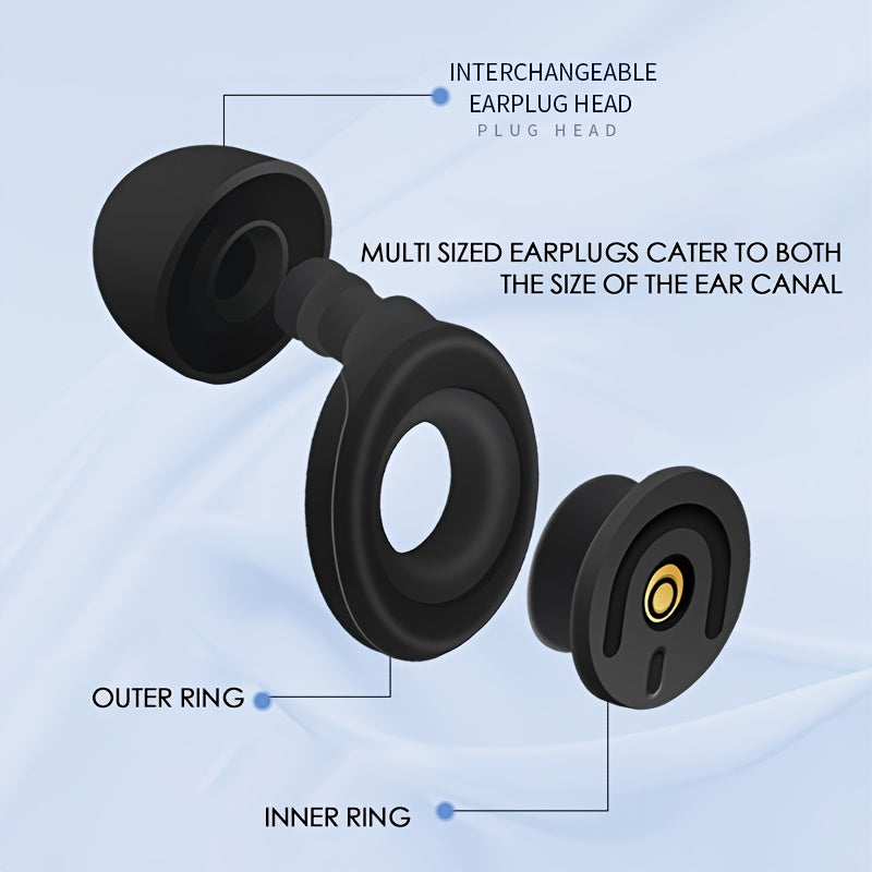 Bouchons d’oreilles isolants, réutilisables, 3 tailles incluses, confortables et durables, avec étui, parfaits pour concerts, sommeil et activités.