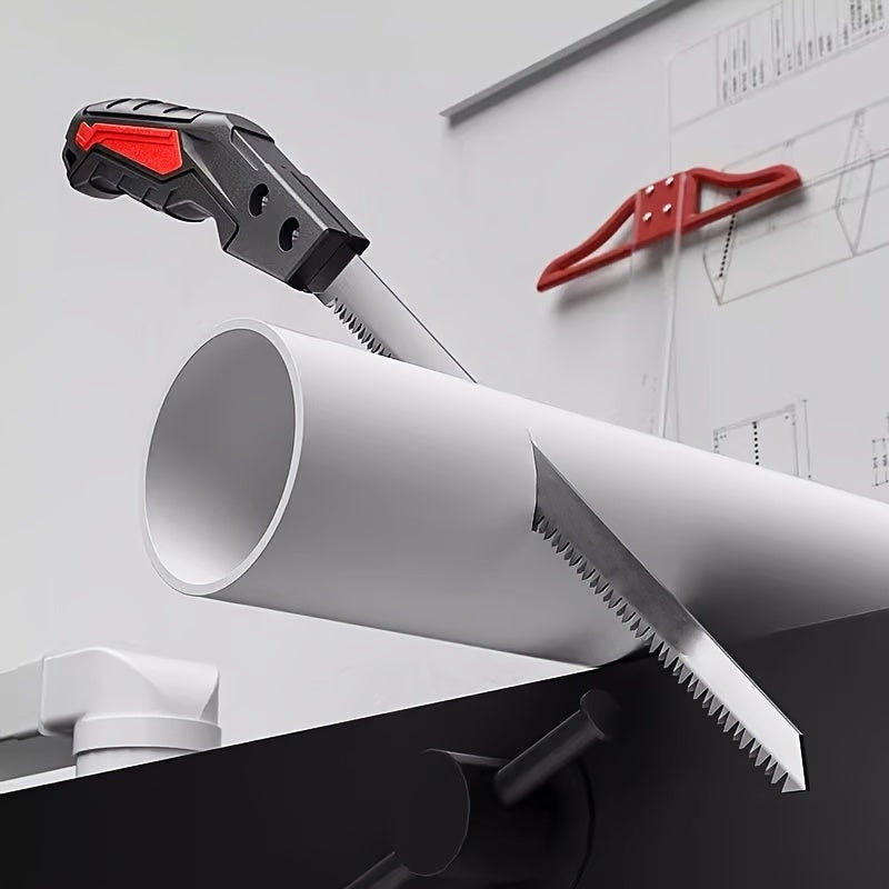 Scie manuelle compacte pour bois et élagage, idéale pour arbres fruitiers, jardinage précis et petits travaux de menuiserie à domicile.