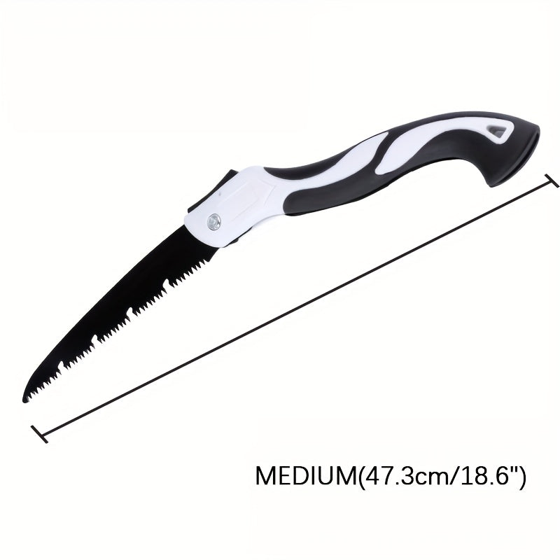 Scie pliante portable, coupe rapide et économique en effort, légère et compacte, idéale pour jardinage, bricolage et activités de plein air.