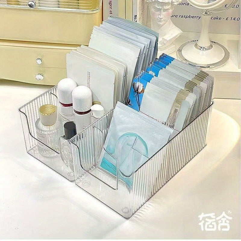 Boîte de rangement transparente avec compartiments amovibles, idéale pour ceintures, foulards, cravates, cosmétiques, bijoux et vêtements, pour tiroirs ou placard.