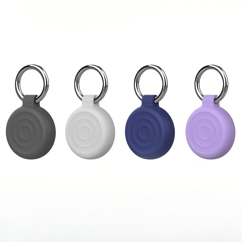 4pcs Silicone Keychain Holders for Apple AirTag, Durable &amp; Waterproof - Perfect for Protecting Valuables like Keys, Luggage, Cameras, and More - Available in Black, Gray, White, Blue, Purple, Red, Pink, Green, and Light Blue,