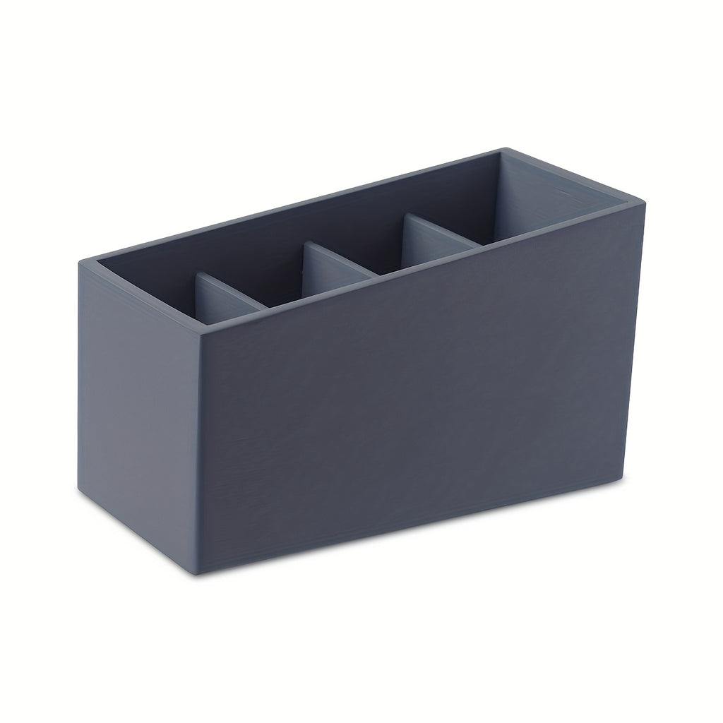 Wooden Remote Control Storage Box with Four Compartments, Suitable for Organizing Remote Controls, Makeup Brushes, And Pens in The Living Room, Bedroom, Or Office.