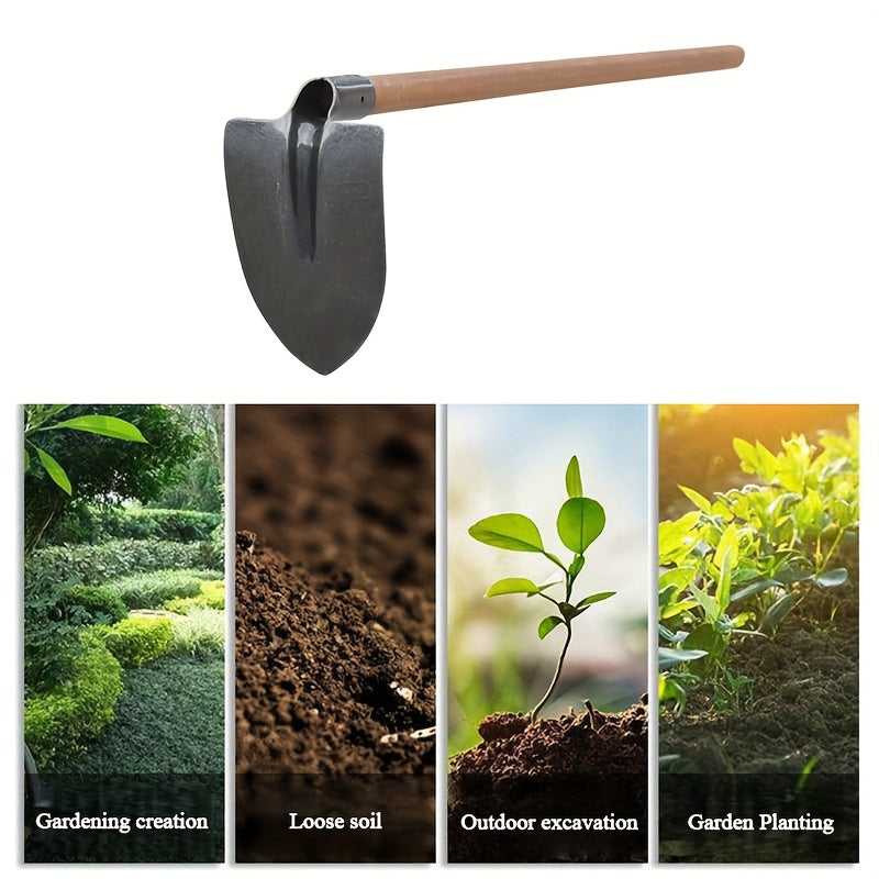 Heavy-Duty Manganese Steel Garden spade with Triangular Blade - Thickened Shovel for Digging, Landscaping &amp; Weeding - Heavy Gardening with Sturdy Manganese Steel for Professional &amp; Use