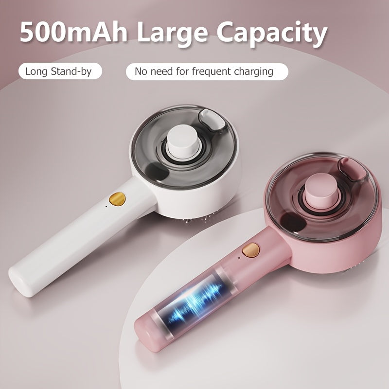 Brosse de toilettage 3-en-1 pour chats et chiens, électrique à vapeur, spray et peigne flottant, outil batterie pour soins animaux.