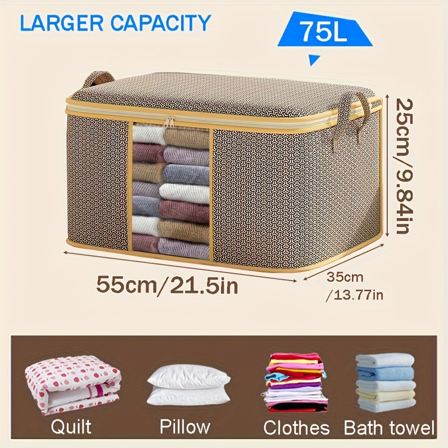 Lot de 3 grandes boîtes de rangement en tissu Oxford, fenêtre visible, fermeture éclair, anti-poussière, portable, idéal sous le lit pour vêtements et literie.