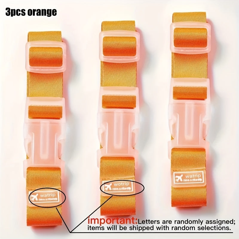 3pcs Adjustable Buckle Luggage Straps - Durable Travel Accessories with Vibrant Colors (, Pink, Orange, Green, Yellow, Red, Purple, Brown, ) - Secure Packing for Suitcases &amp; Bags