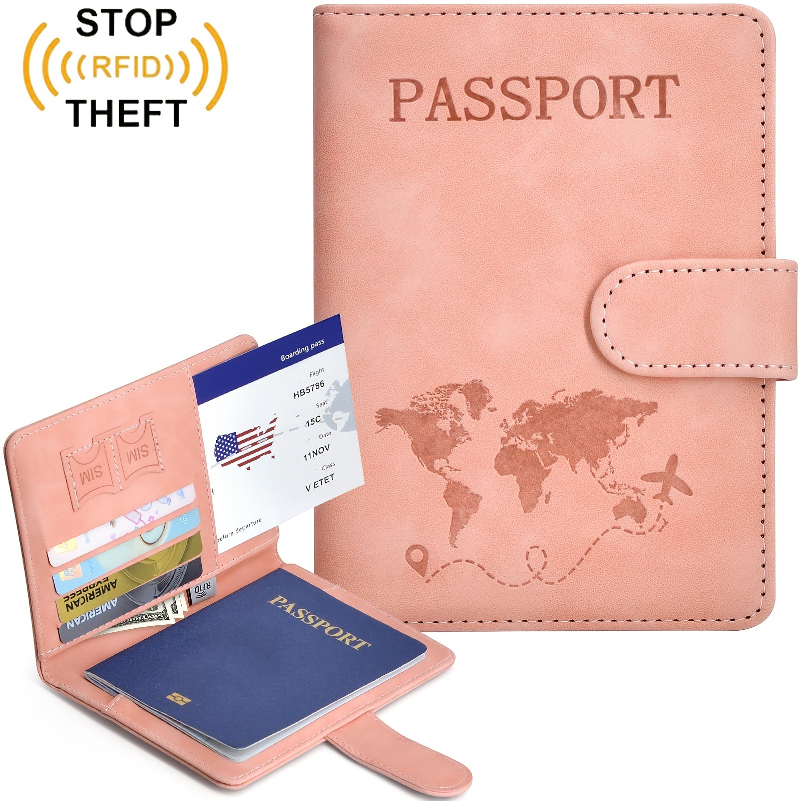 Porte-passeport élégant et pratique Protège vos documents de voyage, compact et facile à transporter, parfait pour déplacements et voyages internationaux.
