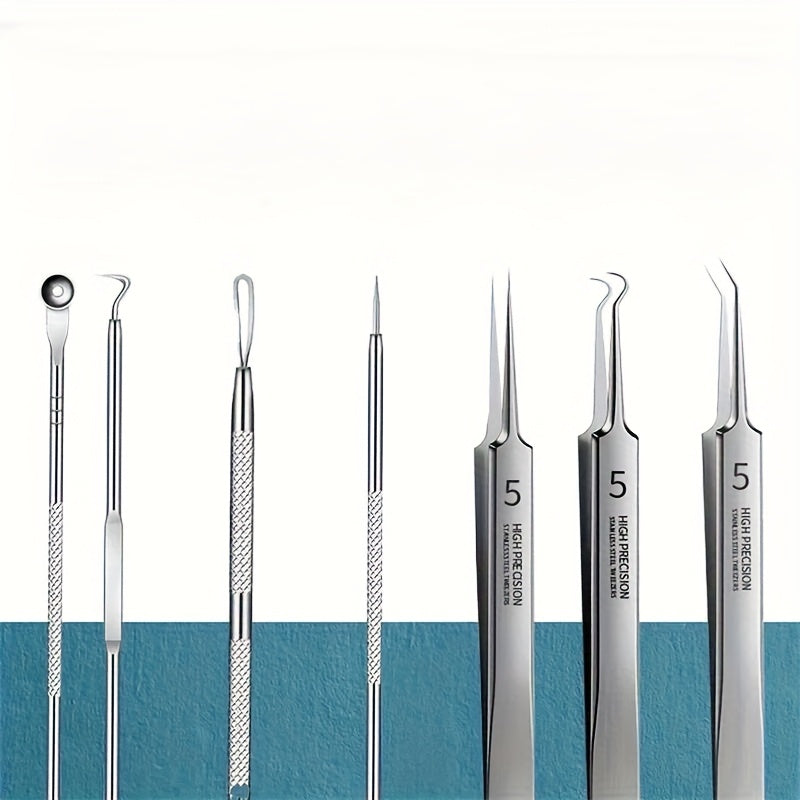 11pcs Professional Needle Set - Ultra-Fine No.5 Blackhead Remover, Pimple Picker &amp; Facial Pore Cleaner, Stainless Steel, Ideal for Normal Skin Types