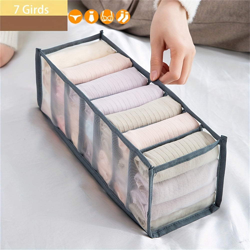 3-Pack Elegant Non-Woven Fabric Mesh Storage Bins, Foldable Underwear and Pants Organizer for Closet, Space-Saving Drawer Divider for Jeans and Apparel