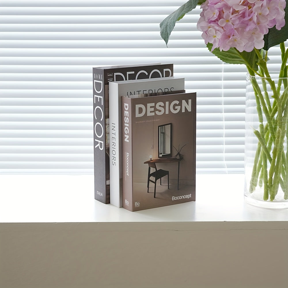 مجموعة كتب دمى ورقية قابلة للتكديس على الطراز الاسكندنافي مكونة من ثلاث قطع، كتب دمى لتزيين رفوف كتب غرفة المعيشة، مجموعة كتب دمى مزخرفة لا تحتاج إلى صيانة.