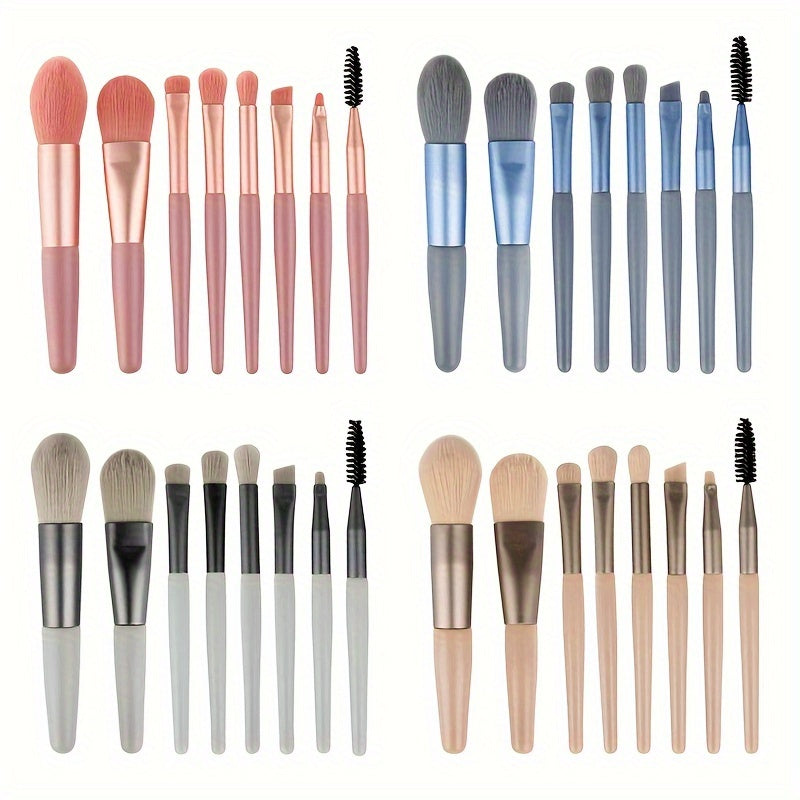 Hypoallergenic Polyester Bristle Makeup Brush Set, Wand Form Eye Shadow, Powder &amp; Brow Brushes, ABS Handle, For Normal Skin - Portable Travel Kit (1 Set)