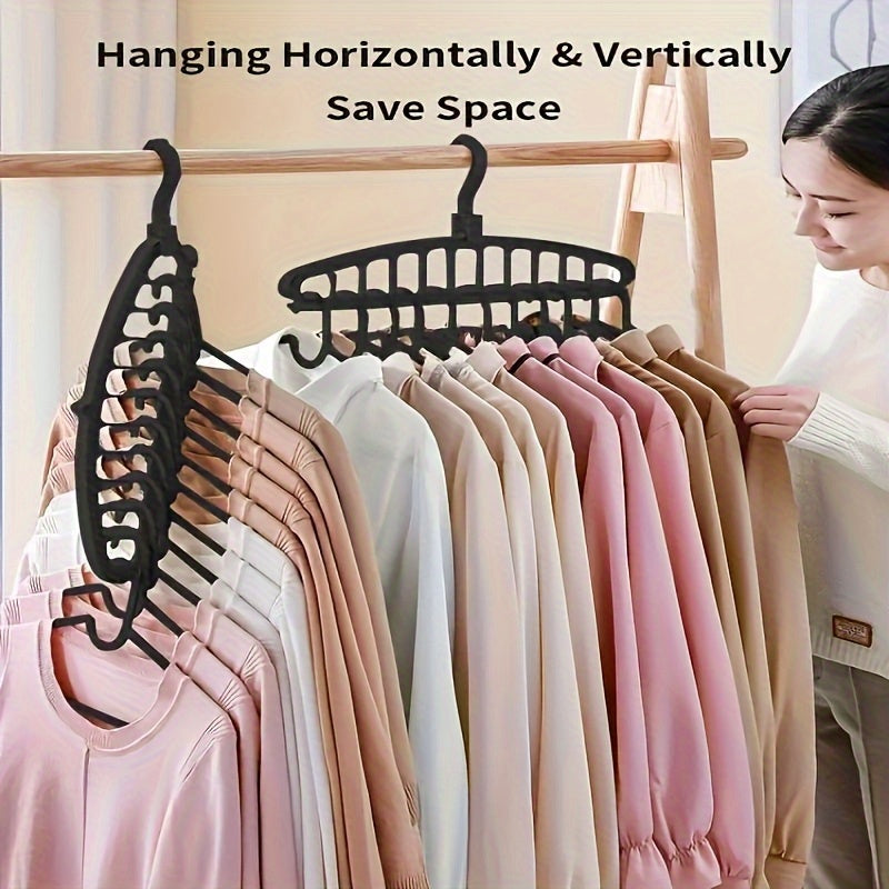 3pcs Space-Saving Black Plastic Hangers with Multi-Hook Design - Durable & Lightweight, Ideal for Home & Travel Closet Organization, Efficient Clothing Storage Rack, Travel Closet Organizer|Modern Hanger Design|Durable Plasti