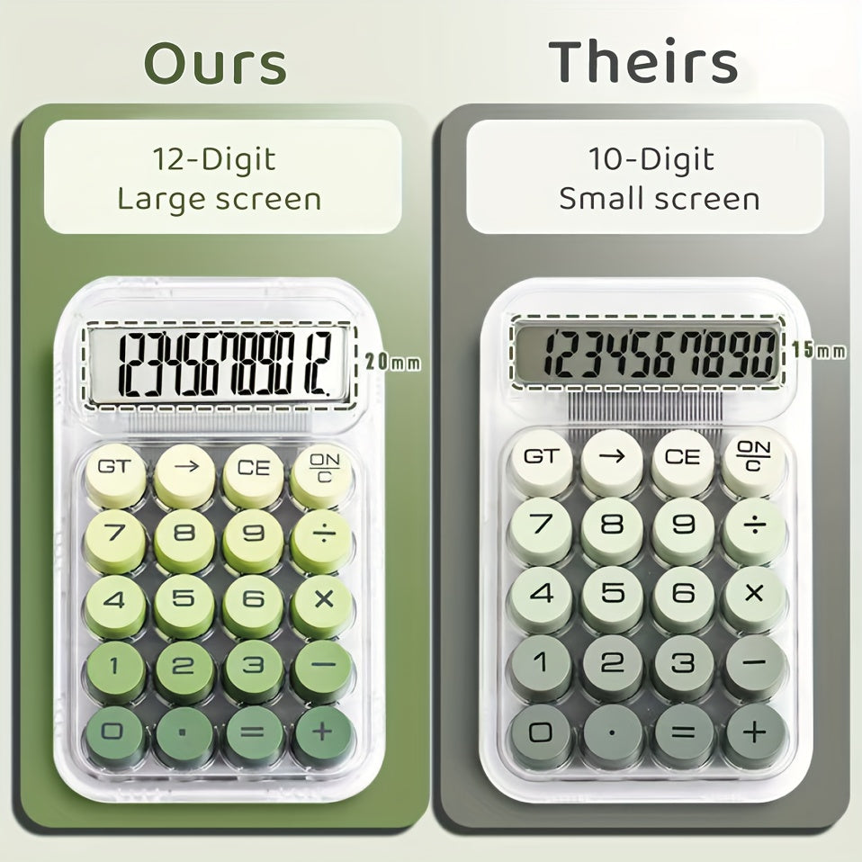 Calculatrice transparente Dopamine avec grand écran 12 chiffres, touches ergonomiques, design compact et durable, idéale pour bureau ou besoins spécifiques.