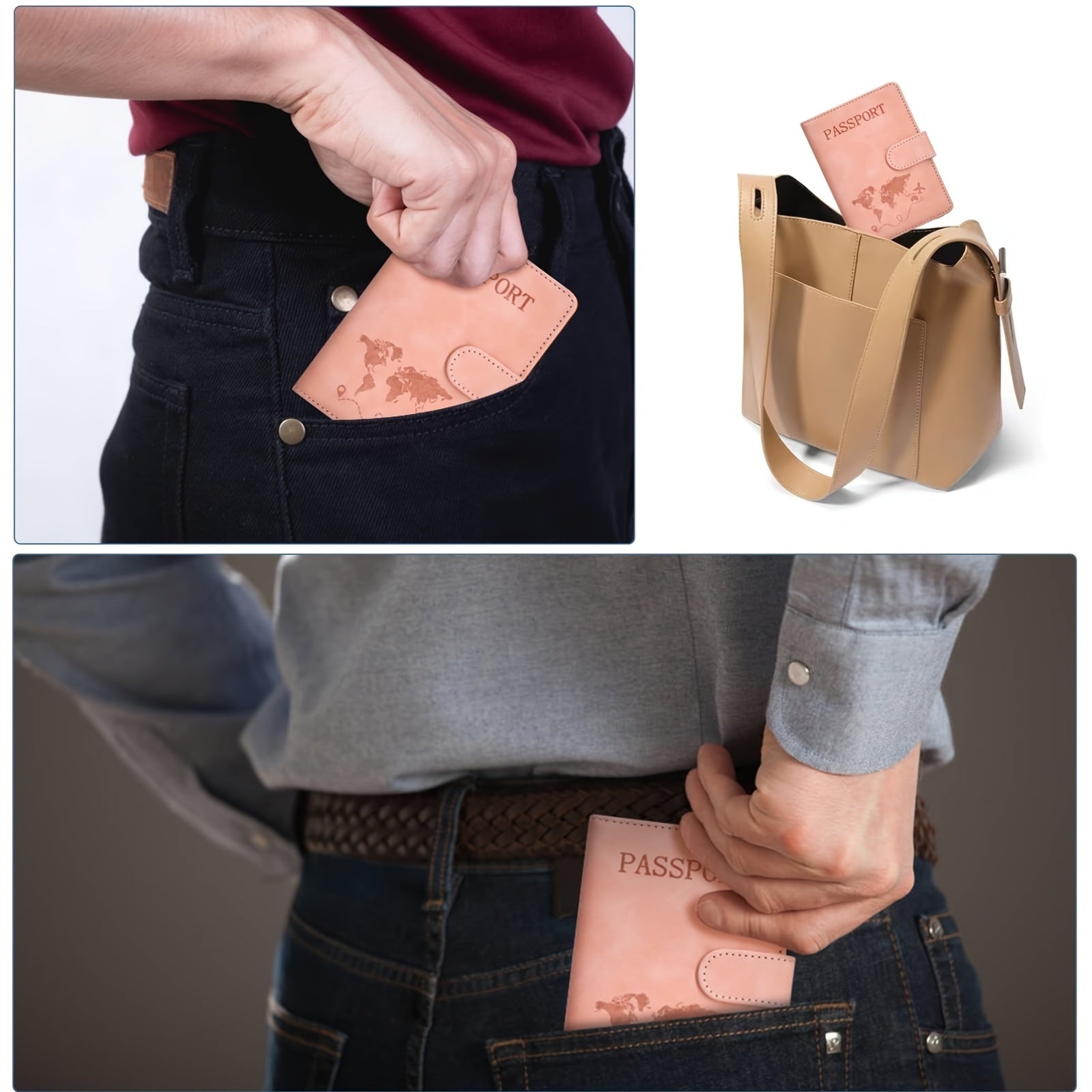 Porte-passeport élégant et pratique Protège vos documents de voyage, compact et facile à transporter, parfait pour déplacements et voyages internationaux.