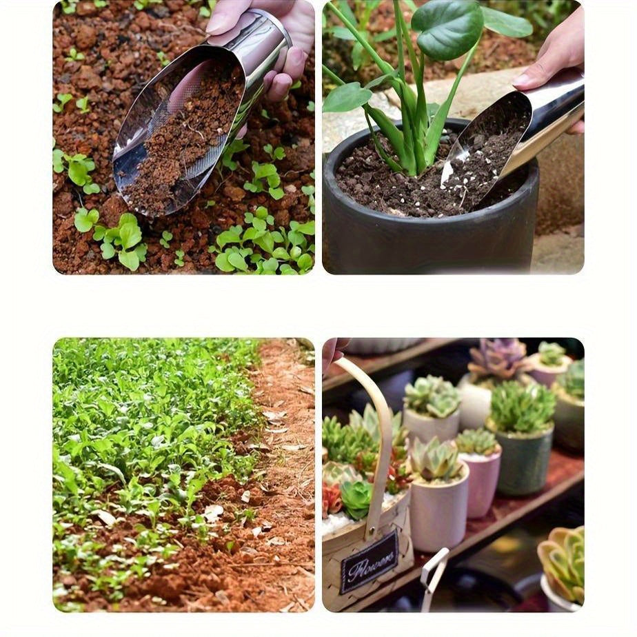 Durable Stainless Steel Bucket Shovel - Perfect for Succulents, Seedlings &amp; DIY Potted Plants | Essential Home Gardening with Smooth, Reflective, Shovel
