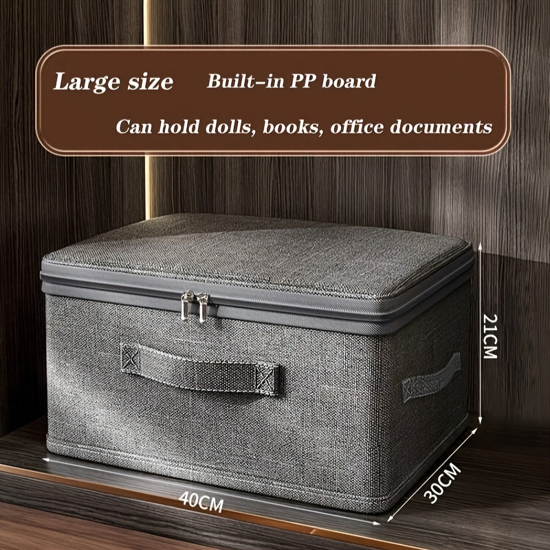 Boîte de rangement pliable grande capacité avec couvercle, organise vêtements et literie, idéale pour placard ou sous le lit.