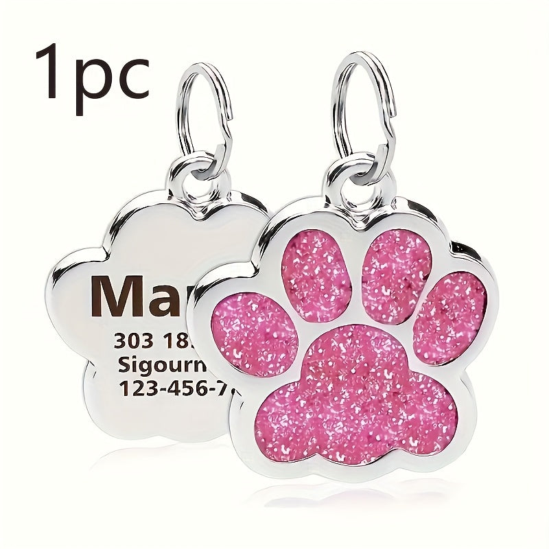 1pc Custom Dog Tag, Personalized Pet ID Plate with Laser Engraving - Durable and Fade-Resistant Cat Paw Tag for Dogs