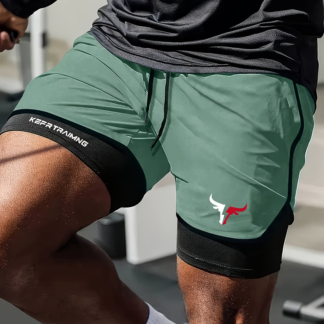 Shorts hommes 2-en-1, séchage rapide, respirants avec doublure mesh et poches, parfaits pour gym, randonnée et activités plage.