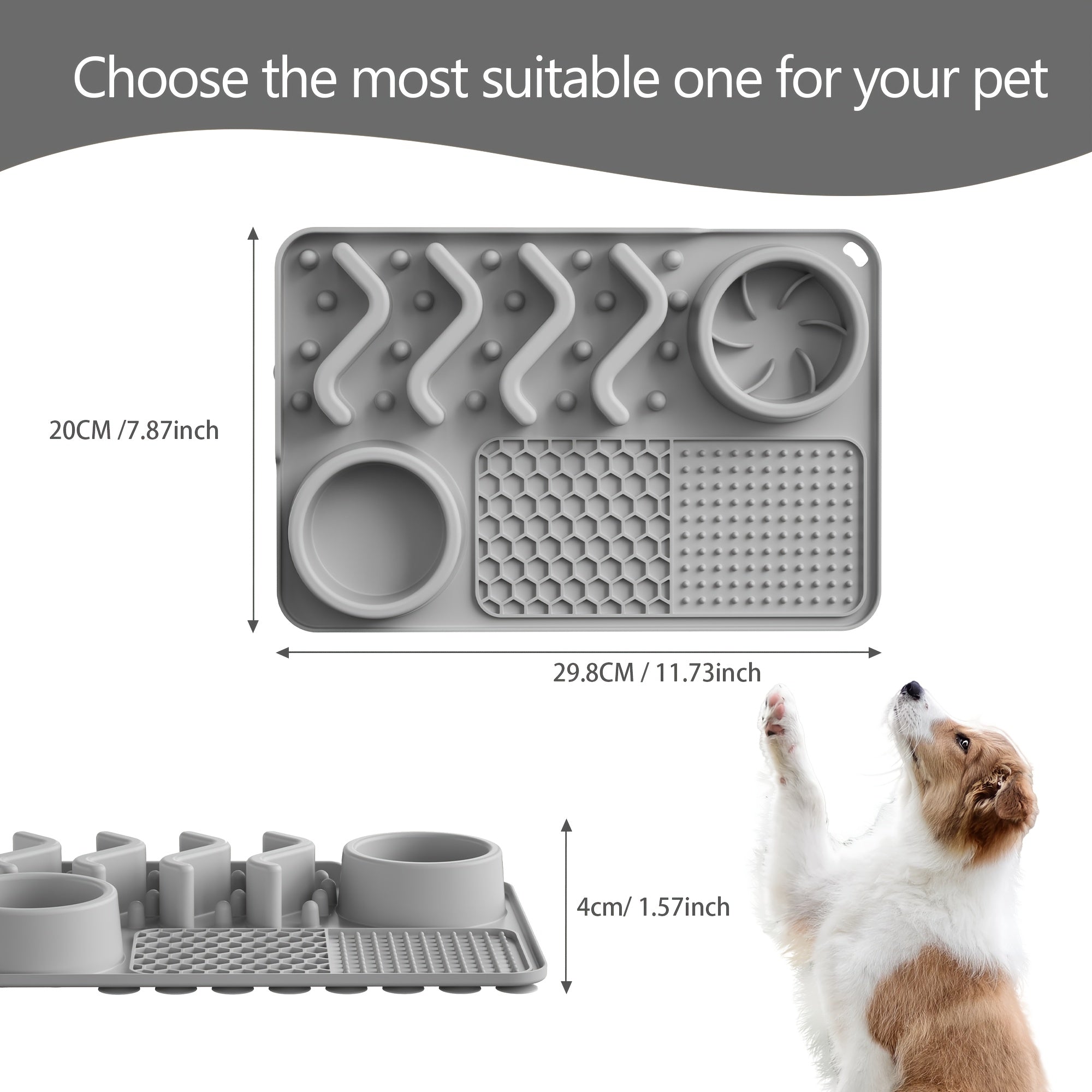 Bol antistress en silicone pour chiens et chats. Bol à quatre sections pour manger lentement, design vague mignon, aide à réduire l'anxiété.