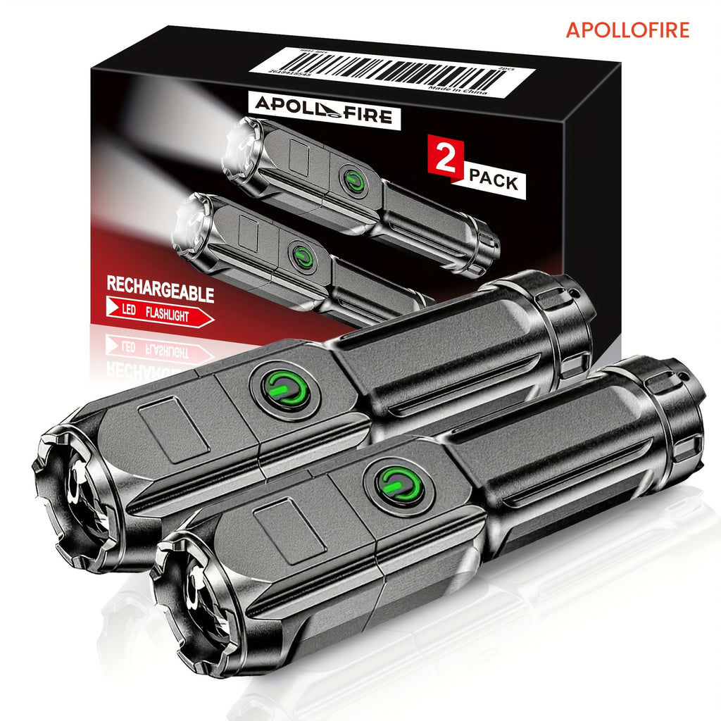Lampe Torche APOLLOFIRE Haute Puissance : Zoom réglable, portable, multifonction, idéale camping et usage extérieur, construction robuste, faisceau lumineux puissant.